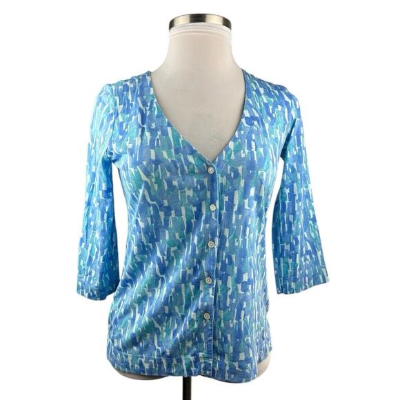 J. Jill Extra Fine Cotton Cardigan Blouse Blue Women's Size Small H14263 - Picture 8 of 14